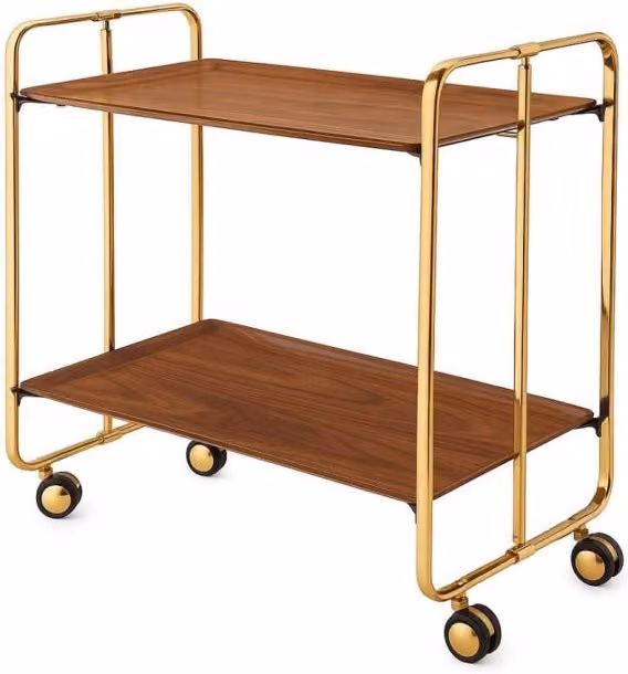 Carrello da cucina pieghevole dorato con ruote BAUHAUS 2 ripiani