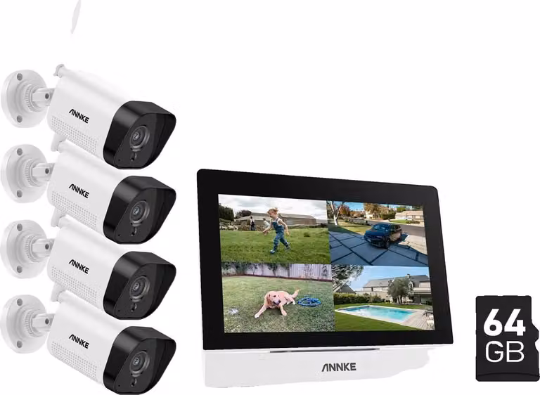 Sistema TVCC wireless, touchscreen da 7 pollici, audio bidirezionale, telecamera 4PCS da 5MP 64G