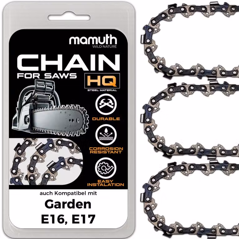 3 catene per motosega, lunghezza 40 cm, passo 1,3 mm, larghezza 3/8", modello 56 TG, compatibili con motoseghe Garden E16, E17