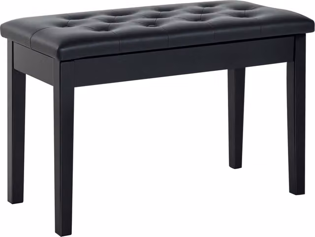 Sgabello imbottito HomCom con vano portaoggetti e rivestimento in ecopelle, Nero, L: 75 cm, P: 35 cm, H: 50 cm