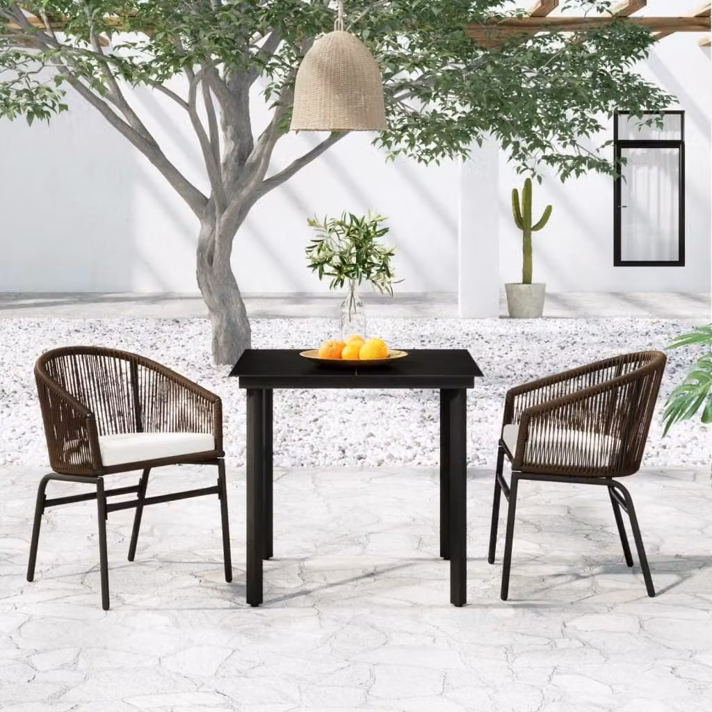 Maison Exclusive - Set da pranzo da giardino a 3 pezzi, marrone