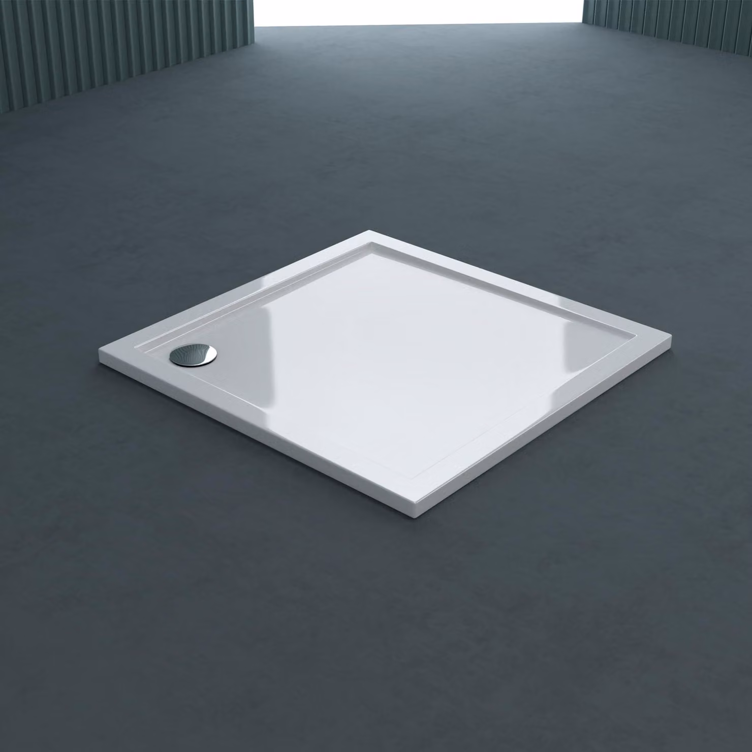 doporro Piatto Doccia Quadrato in Acrilico Rinforzato Faro1, H 4 cm Ultrasottile 100x100 Bianco Lucido con Piletta di Scarico Inclusa (AL01)