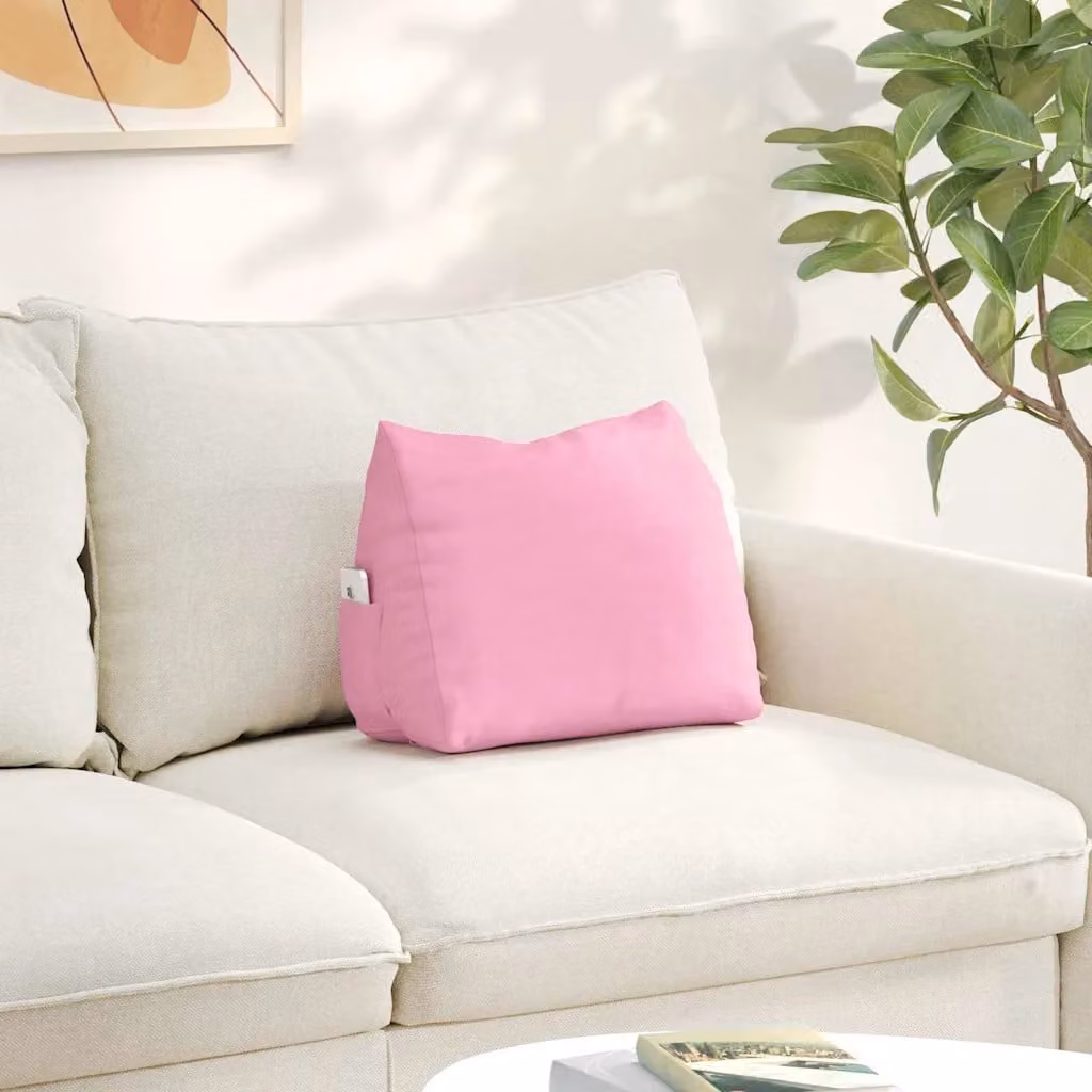 Cuscino a cuneo per schiena vidaXL Rosa con rivestimento rimovibile in poliestere L 45 cm x P 20 cm x H 45 cm