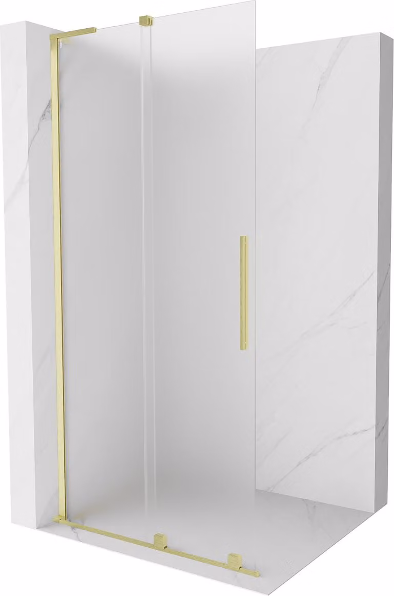 Mexen Velar L Pannello Doccia Scorrevole Walk-in 110 x 200 cm, brina 8 mm, oro spazzolato - 871-110-003-33-55
