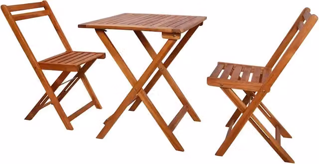 Set da Bistrot 3 pz Pieghevole in Legno Massello di Acacia