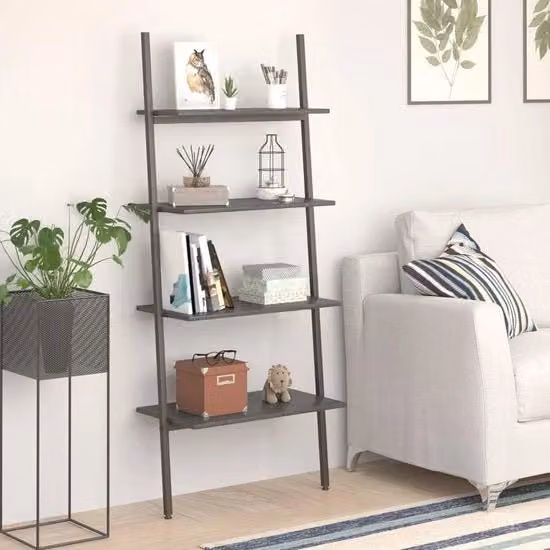 Scatola a muro con 4 ripiani 64x34x150,5 cm - Nero Cassettone, Libreria, Scatola a muro con sostegno
