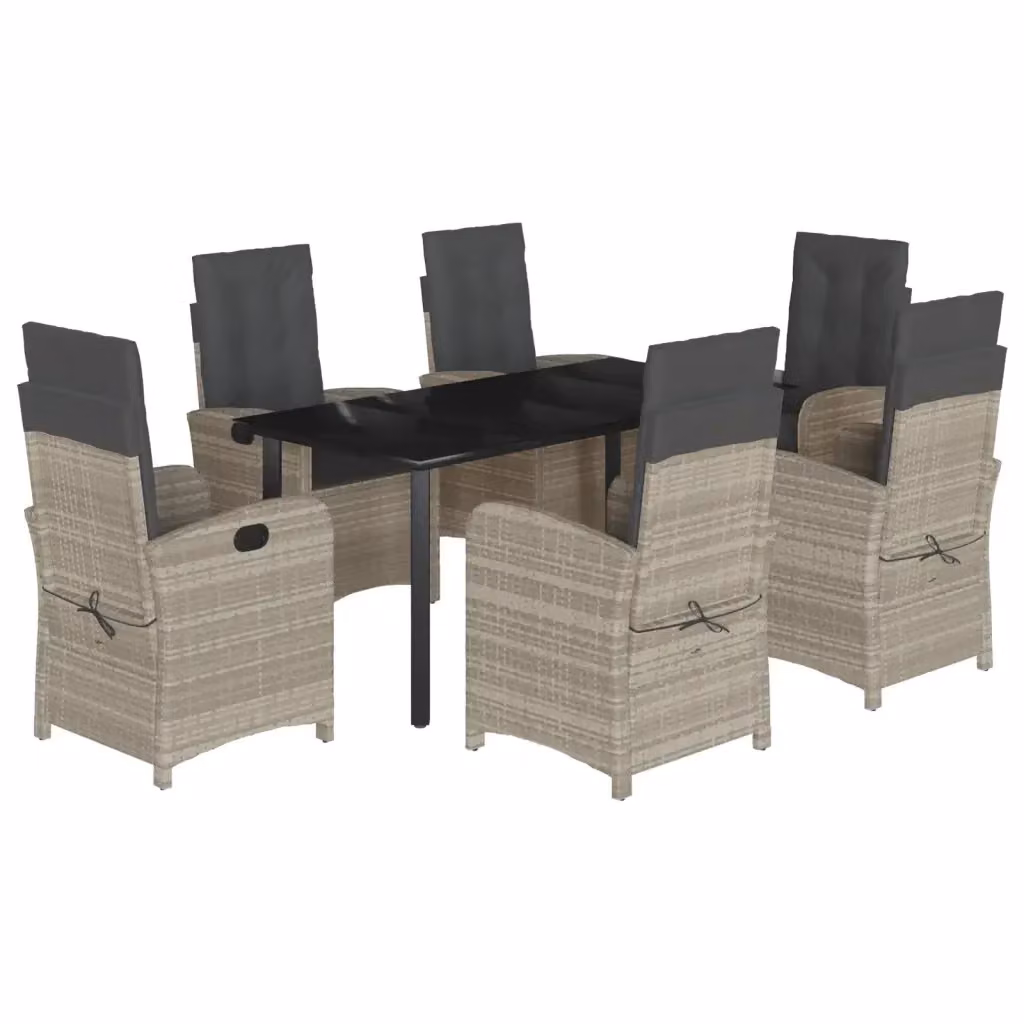 Set da Pranzo da Giardino vidaXL in Polyrattan con Piano in Vetro, 7 Pezzi, Grigio Antracite – 2