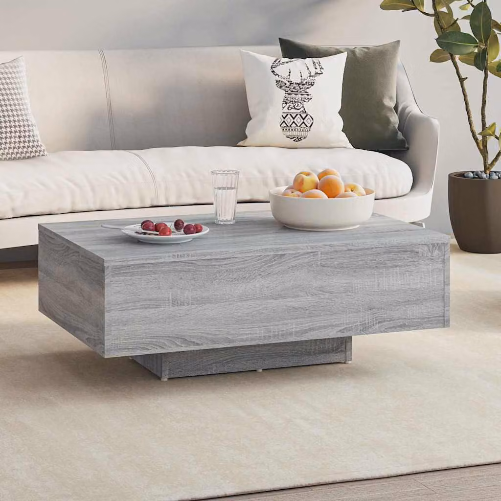 vidaXL Tavolino da Salotto Moderno in Legno Multistrato Grigio L: 85 cm, P: 55 cm, H: 31 cm