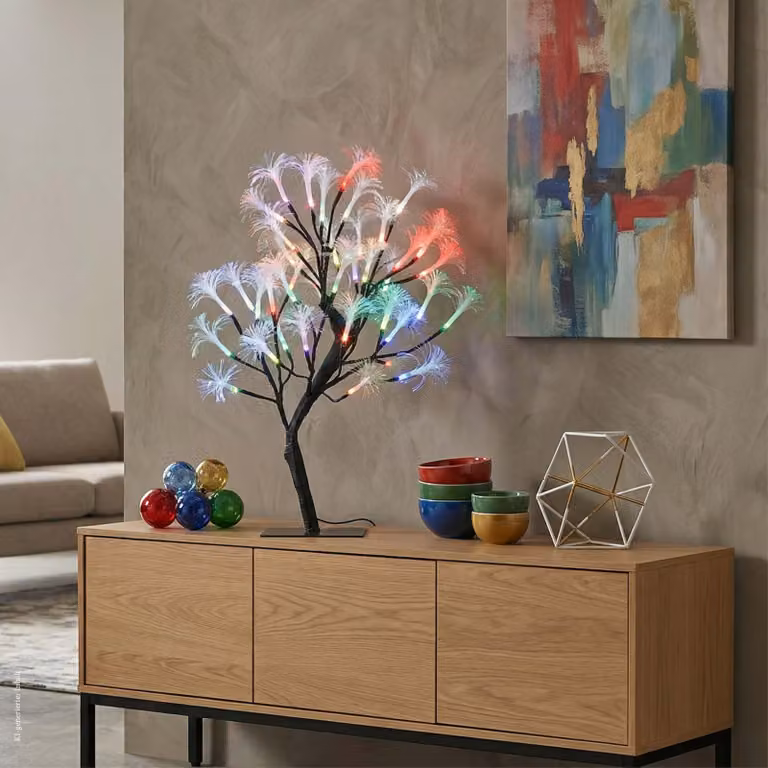 LED-Boom, 40 luci che cambiano colore, fibra ottica, 45 cm, cavo di 3 metri