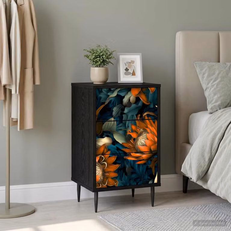 vidaXL Armadio da Notte LOCHEM Moderno in Rovere e Nero L: 36 cm, P: 33 cm, H: 61 cm
