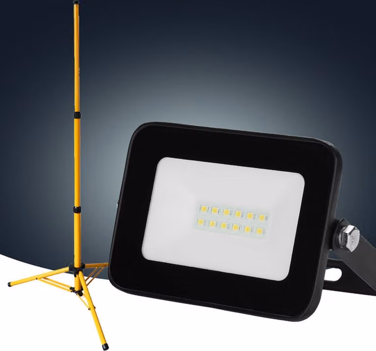Jayseuw 10W LED faro da costruzione Proiettore Treppiede Proiettore da esterno Luce da lavoro Faro da costruzione IP66 Impermeabile Bianco freddo