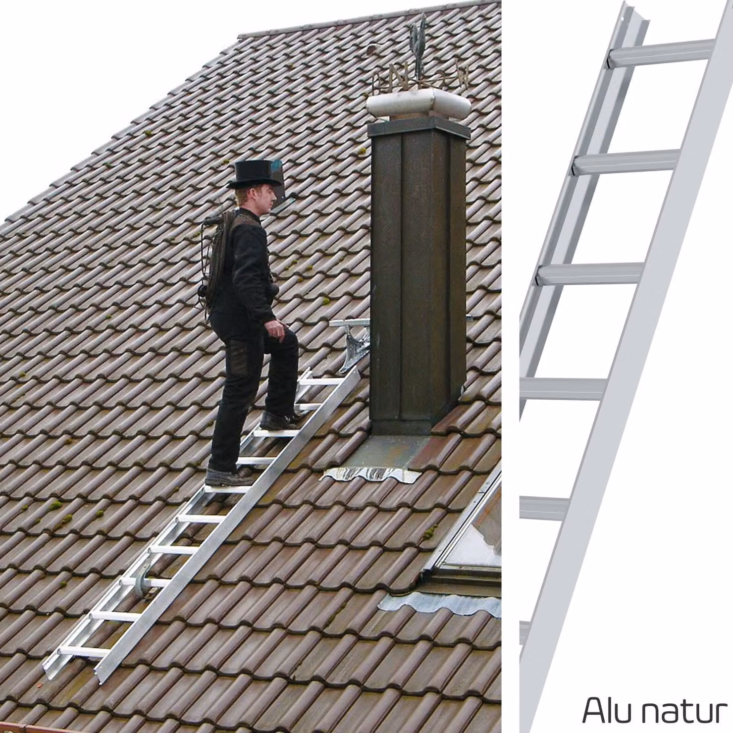 MUNK Günzburger Dachleiter Aluminium Alu natur 10 Stufen 2,80m