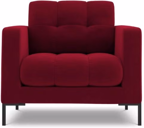 Poltrona Bali Cosmopolitan Design in velluto rosso con struttura in metallo nero e braccioli – 1