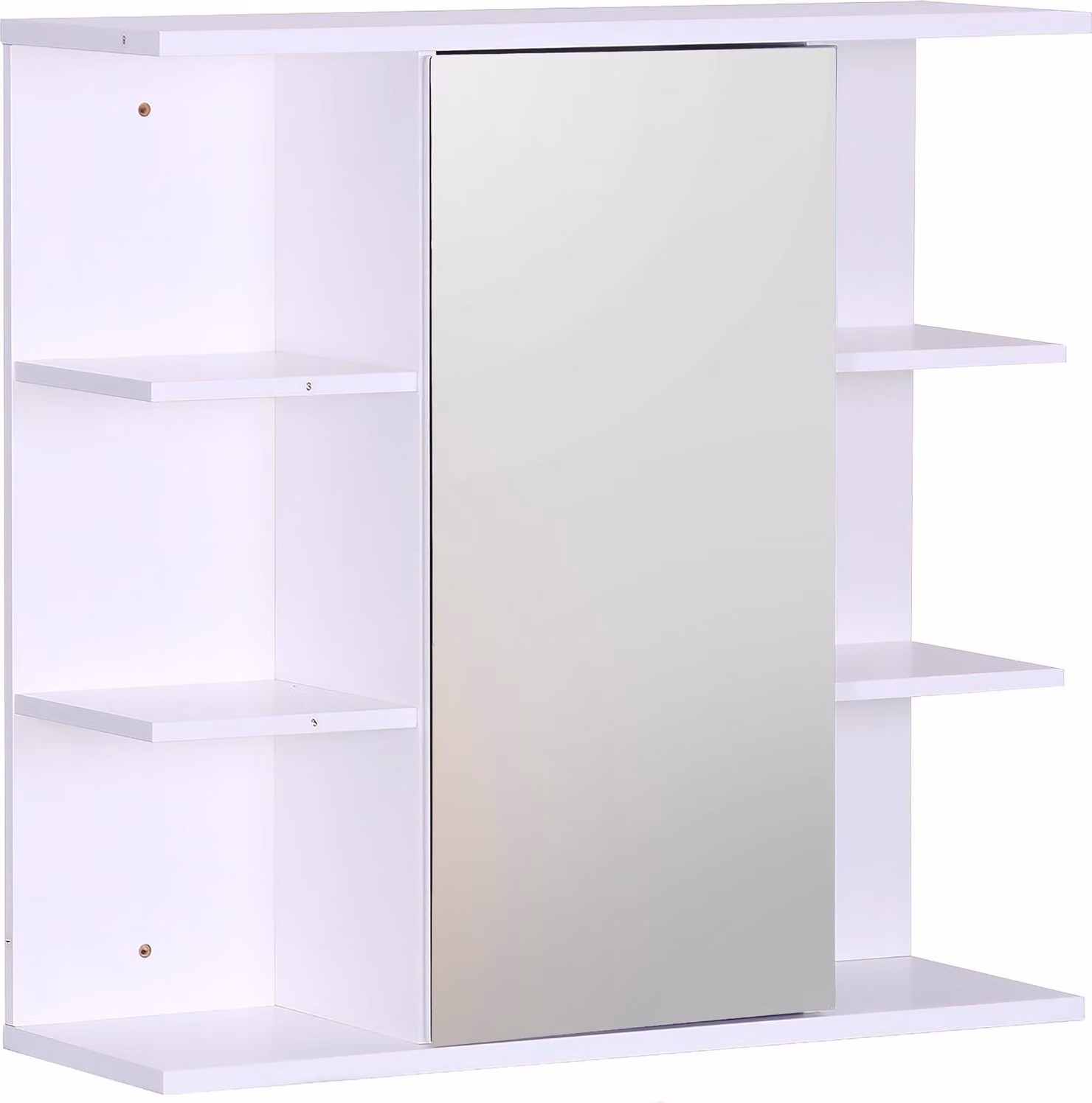 Armadietto a specchio Relaxdays, 6 ripiani, 2 scomparti interni, A x L x P: 64 x 62 x 21 cm, montaggio a parete, mobile da bagno sospeso, grigio-blu