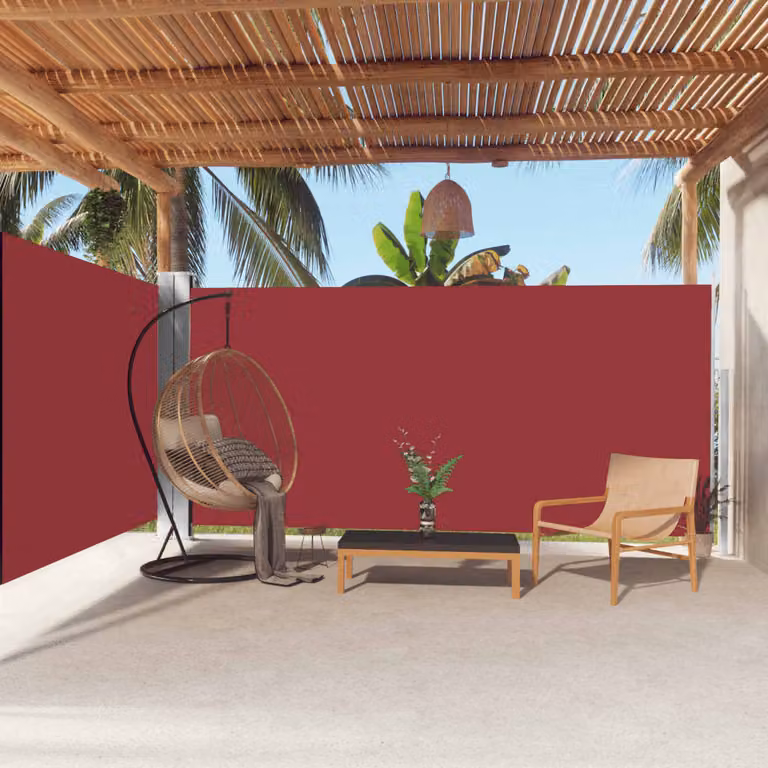 The Living Store Tenda laterale estensibile rossa 180x600 cm