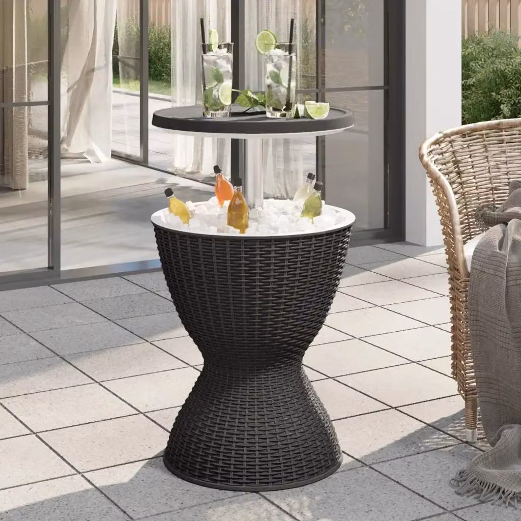 Tavolino da Giardino Moderno Nero con Meccanismo a Sollevamento in Polipropilene – 2