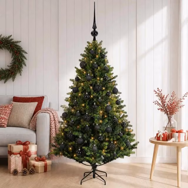 Albero di Natale Artificiale con Palline 150 cm 150 LED 3465586