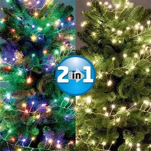 Catena luminosa a micro LED, 600 LED, lunghezza 3,9 metri, multicolore, 8 fili
