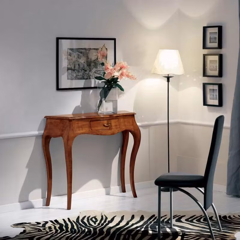 Consolle in legno massello stile arte povera con 1 cassetto Mobili 2G tinta noce L: 104 cm, P: 38 cm, H: 88 cm – 4