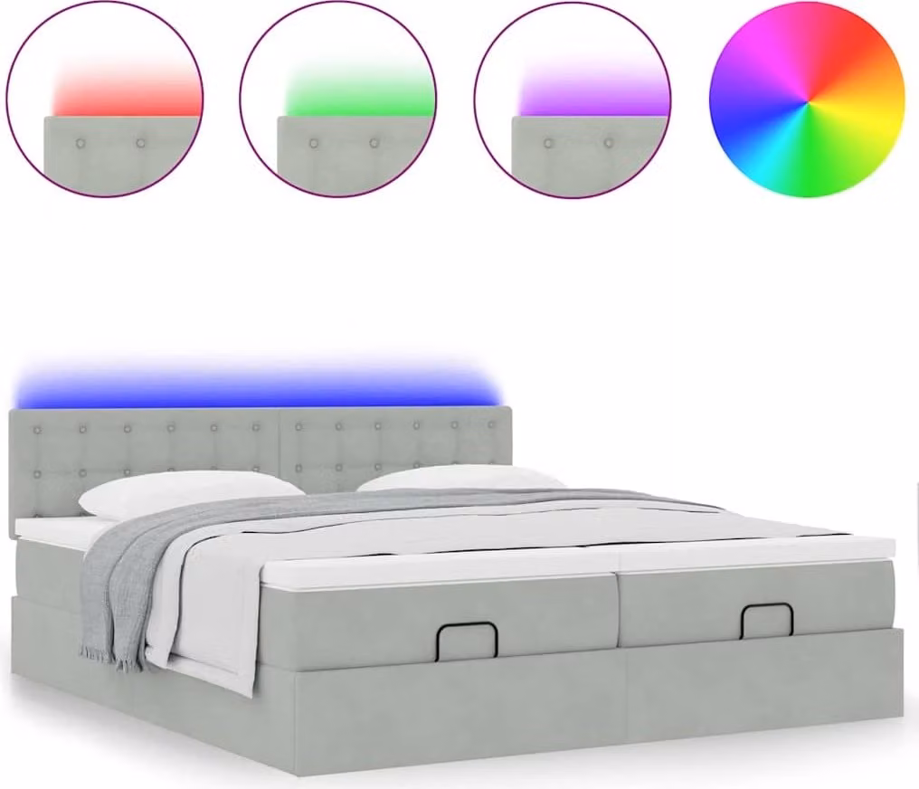 Struttura Letto Pouf con Materassi 180x200 cm Velluto