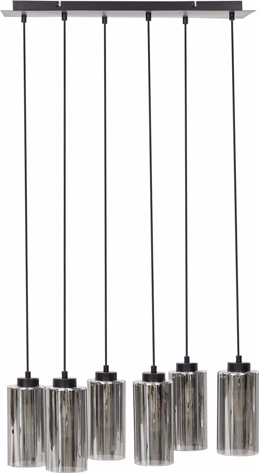 BELIANI Lampada a sospensione base in ferro grigio e nero paralume in vetro fumé 6 luci accessori per l'illuminazione