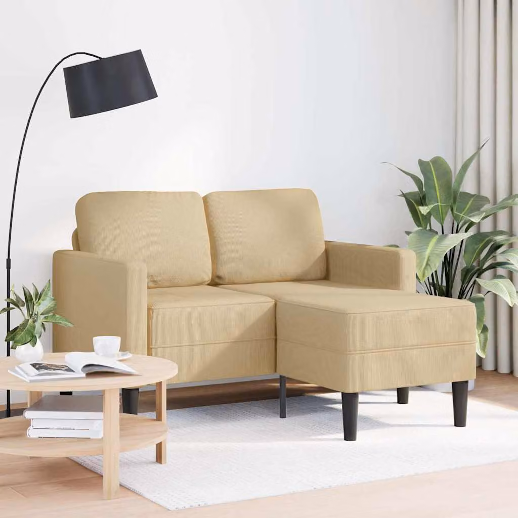 vidaXL Divano 2 Posti con Chaise a L Verde Grigio 125 cm Lino