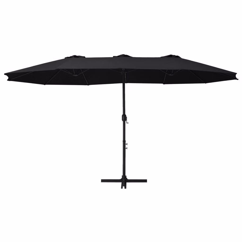 vidaXL Ombrellone con palo in alluminio 460x270 cm nero