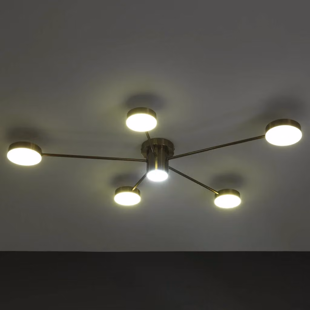 Lampadario a soffitto ORESTELUCHETTA in metallo color oro otticato con LED, L: 100 cm, P: 70 cm, H: 13 cm – 2