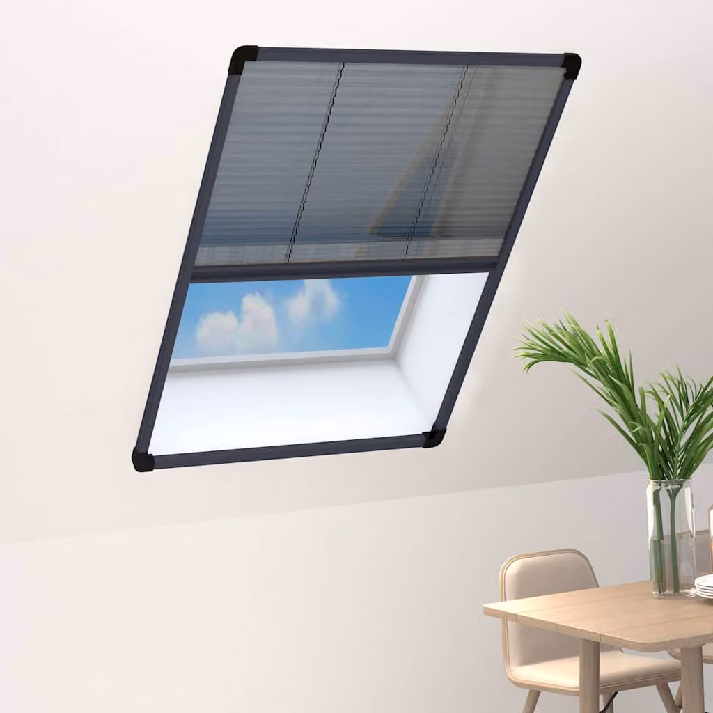 Zanzariera Plissettata per Finestre in Alluminio vidaXL Colore Antracite 80 x 120 cm