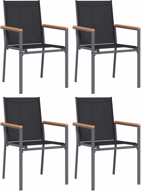 Sedie da Giardino 4 pz | Sedie da Esterno Nere 55x61,5x90 cm Textilene e Acciaio