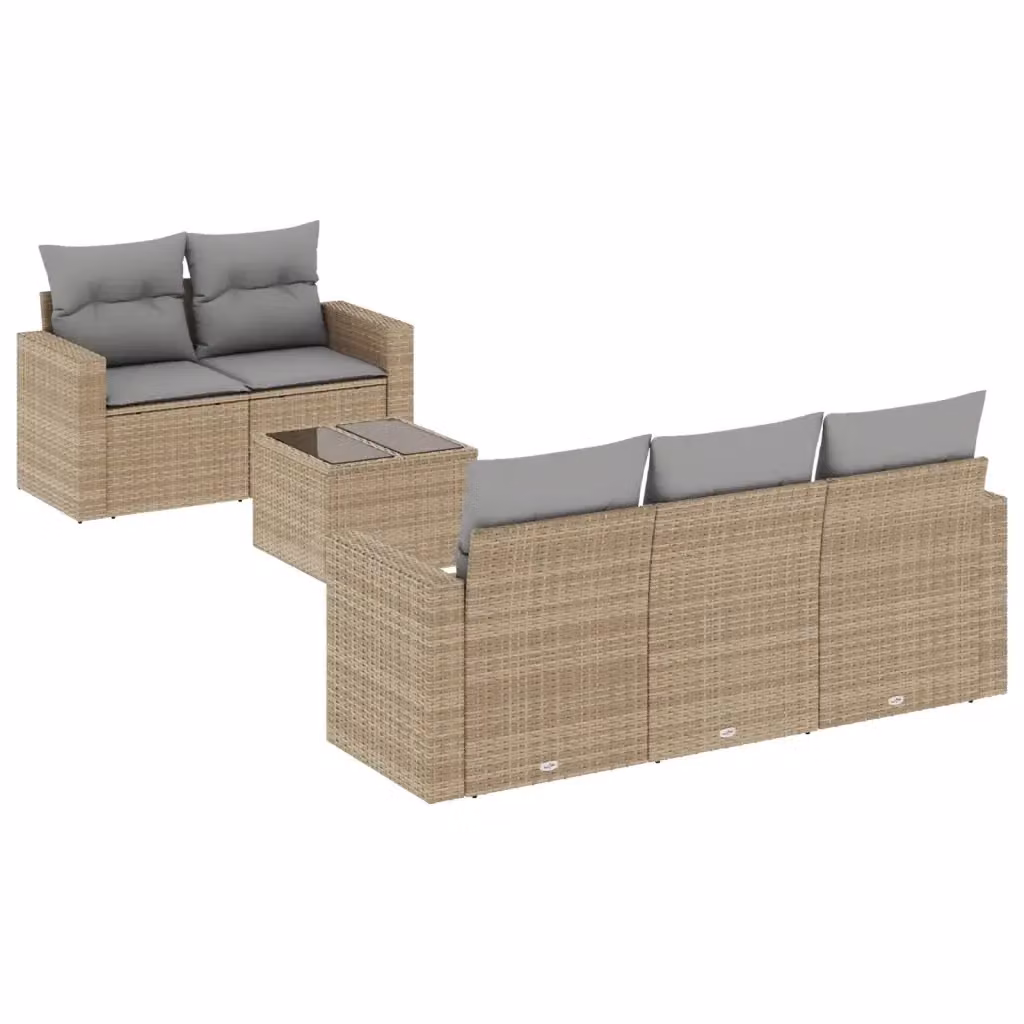 Set Divano da Giardino vidaXL 6 pz a L con Cuscini Beige e Grigio in Polyrattan e Metallo – 2