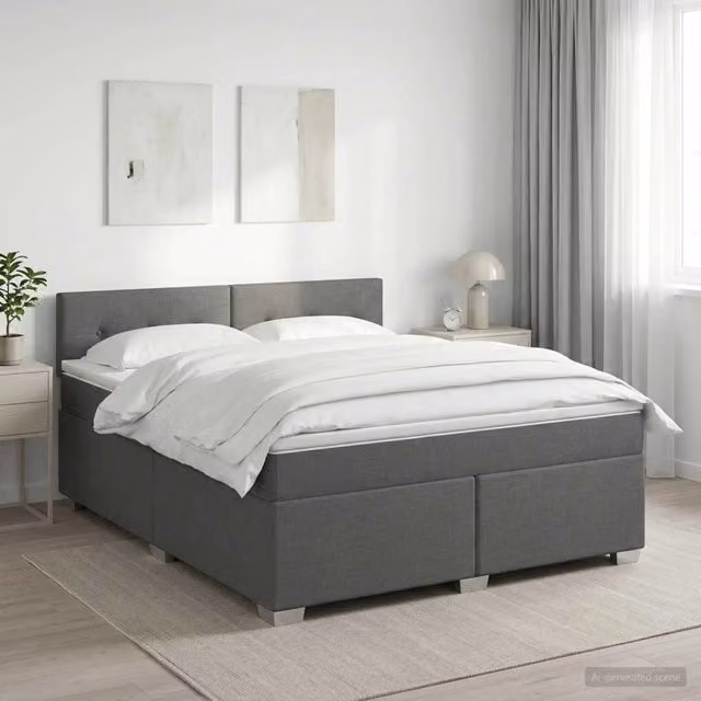 Letto box spring con materasso ibrido vidaXL Grigio, L/P: 140 x 200 cm