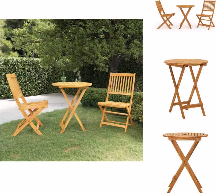 vidaXL Set da pranzo da giardino 3 pezzi pieghevole in legno massiccio di acacia - Set di mobili da giardino