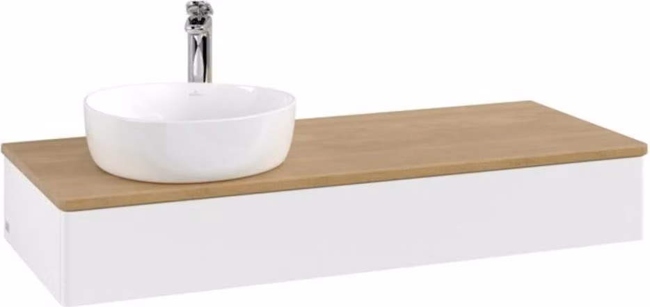 V&B Mobiletto senza struttura frontale Antao 120x19x50cm, HL, WBP hon. Oa, wh. m Lac