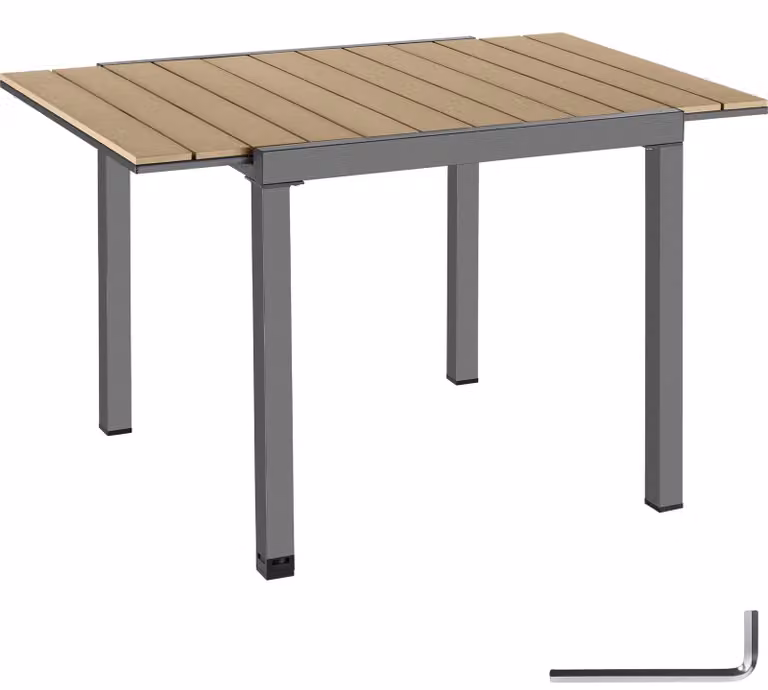 Tavolo da giardino in alluminio tectake® Inca, per 4-6 persone, allungabile da 80 a 120 cm, dimensioni 80 x 74 cm