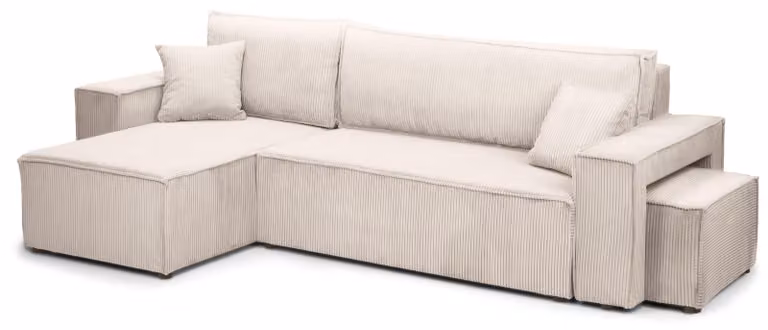 Divano a tre posti con funzione letto, modello Klara, colore avorio