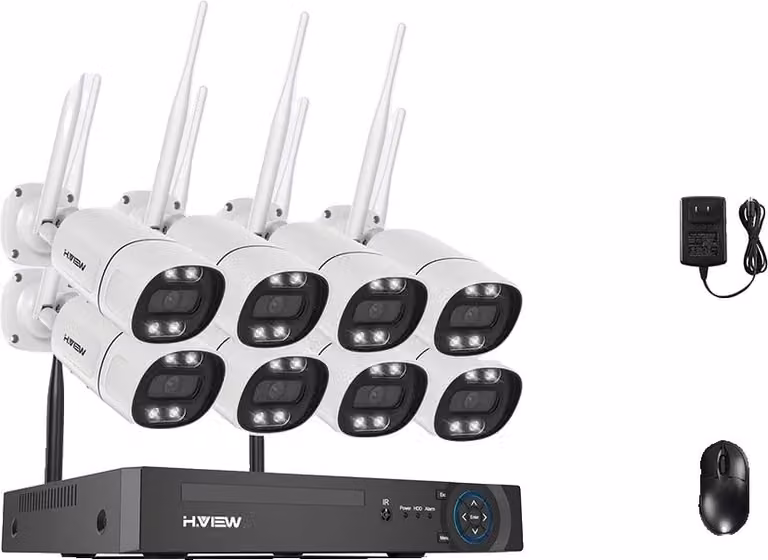 Sistema di telecamere di sicurezza wireless, risoluzione 5MP, audio bidirezionale, impermeabile IP66, telecamera 8PCS da 5MP, nessuna