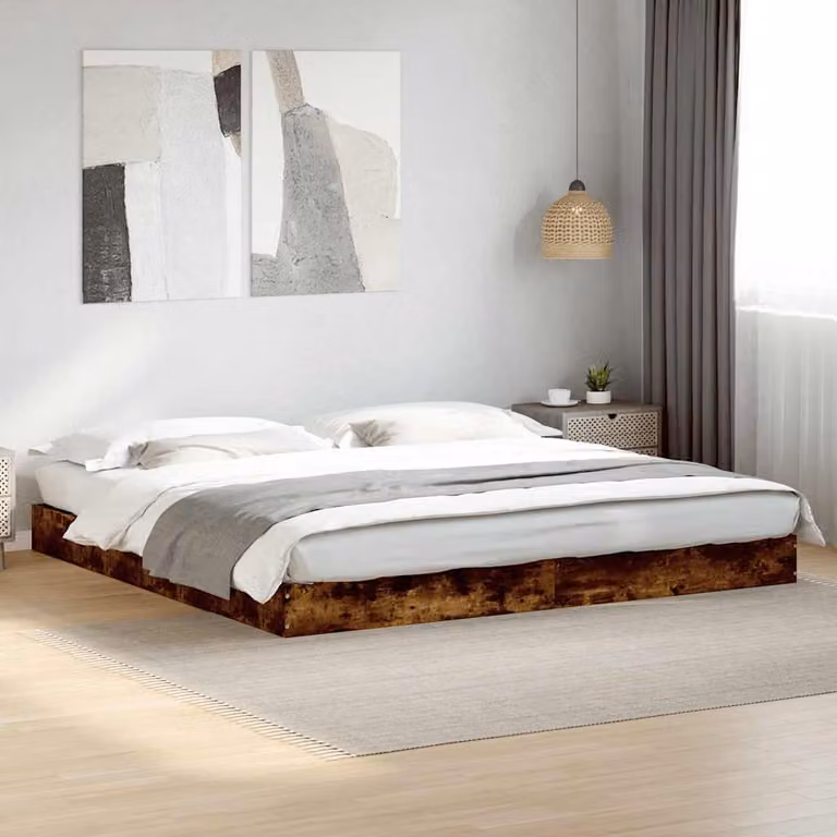 vidaXL Giroletto senza Materasso in Truciolato Rovere Fumo L: 180 cm, P: 200 cm, H: 203 cm
