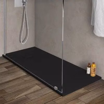 Piatto doccia rettangolare Agorà in resina nero effetto pietra, riducibile, L: 80 cm, P: 160 cm