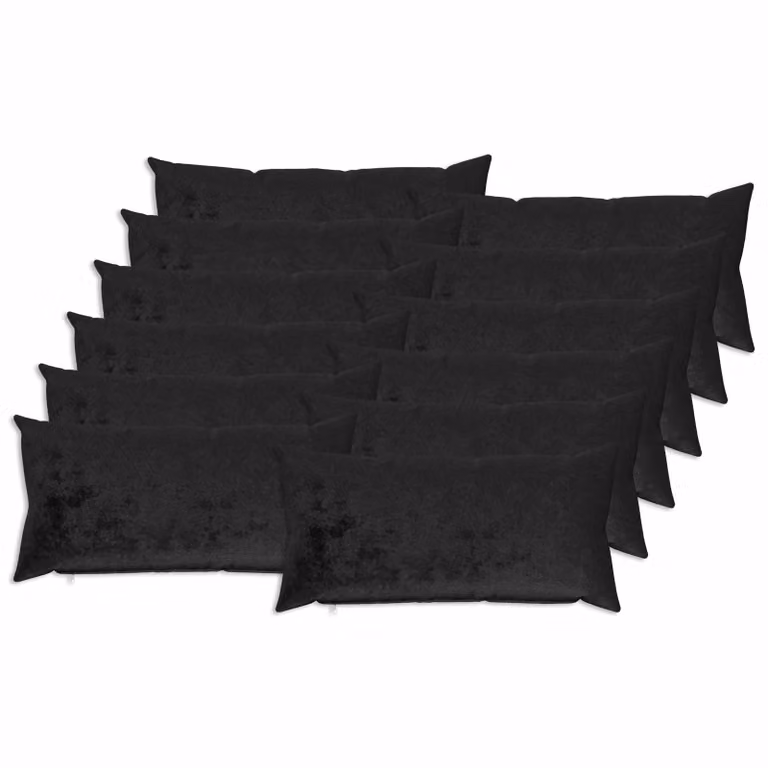 Set di 12 federe vidaXL HEERLEN in flanella nera, L 40 cm x P 80 cm