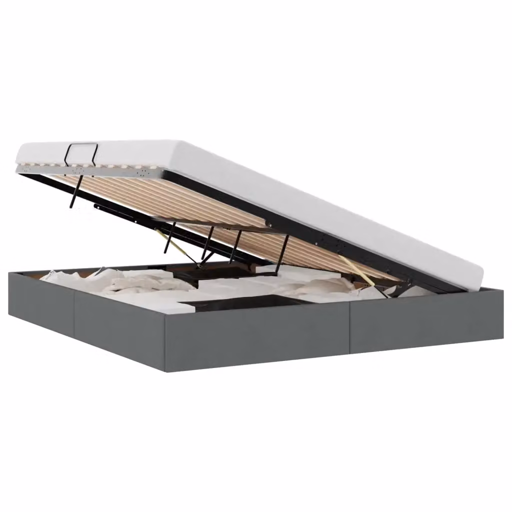 Letto ottomano moderno vidaXL in tessuto grigio con contenitore a sollevamento L/P/H: 160 x 200 x 23,5 cm – 2