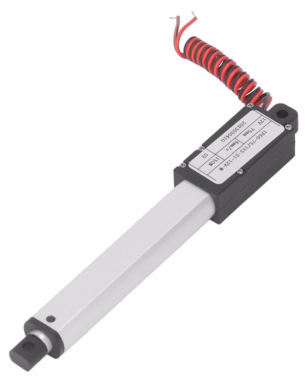 Attuatore lineare compatto, elettrico, 150 N, 75 mm, adatto a diverse applicazioni