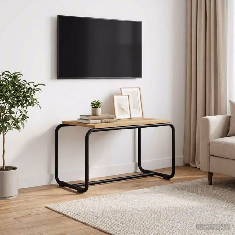 vidaXL Supporto TV moderno in legno e metallo, colore marrone, L 60 cm x P 35,5 cm x H 42 cm