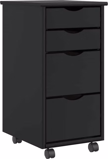 Armadio a rotelle con cassetti ampio spazio di archiviazione 34 x 39 x 65,5 cm legno di pino nero 02_0057659