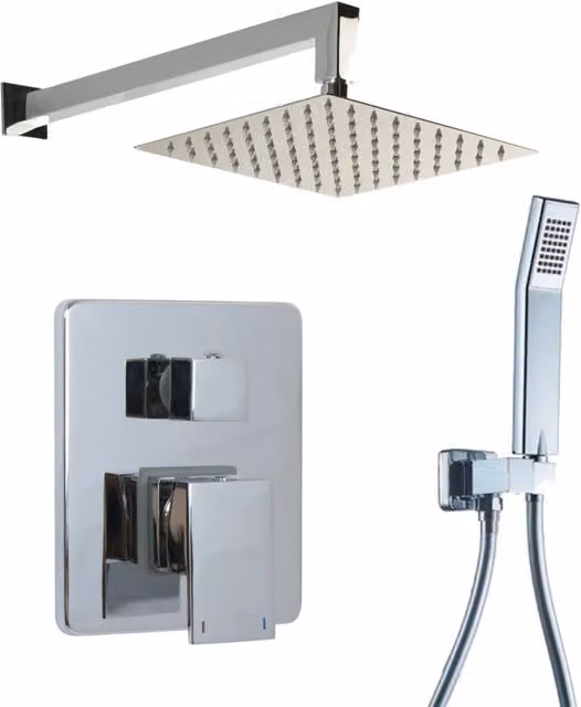 Set doccia incasso soffione 20x20, miscelatore, doccetta | novara