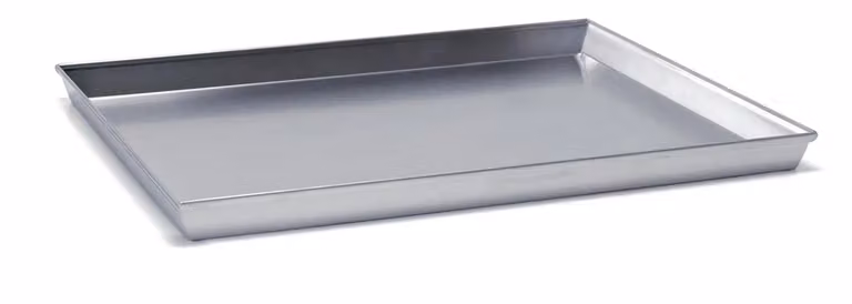 Teglia rettangolare bordo svasato in alluminio - angoli saldati lega 3003, dim.50x35cm