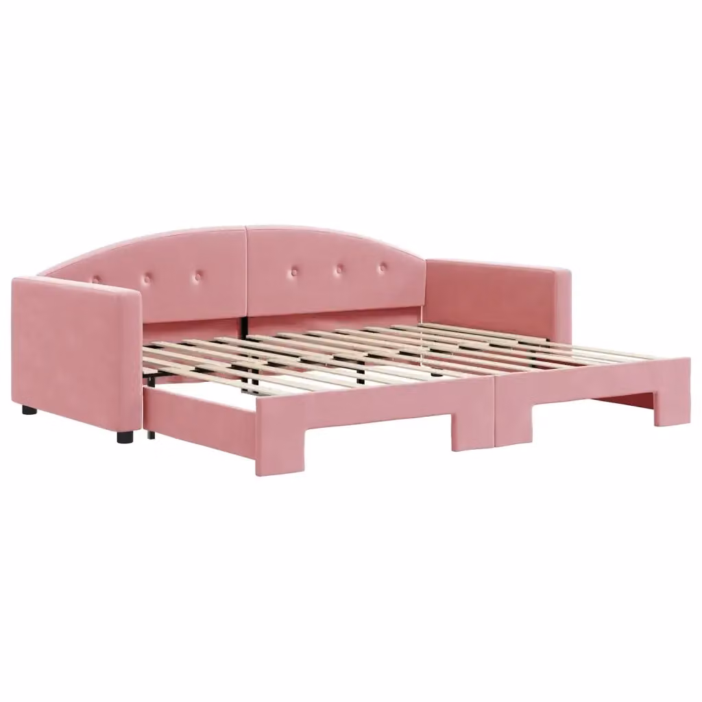 Divano Letto con Letto Estraibile vidaXL in Velluto Rosa per Soggiorno e Camera da Letto L/P/H: 222 x 90 x 75 cm – 2