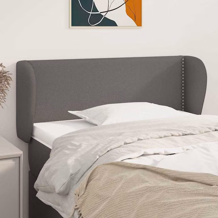 Testiera ad orecchio vidaXL in similpelle grigia con struttura in legno, L: 103 cm, P: 23 cm, H: 78-88 cm