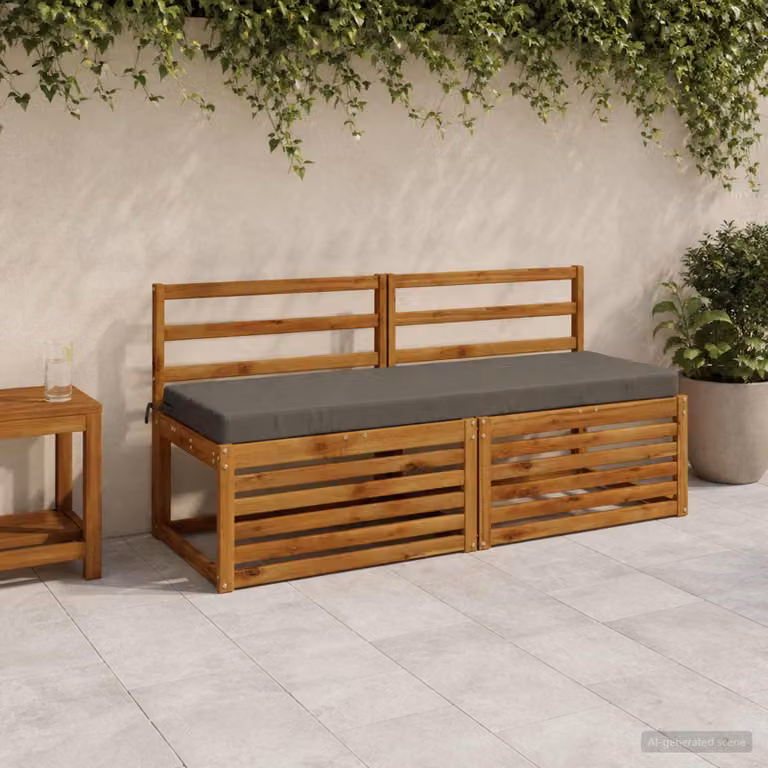 Set di 2 cuscini per panchina vidaXL SOEST grigi in poliestere con rivestimento rimovibile e resistente ai raggi UV
