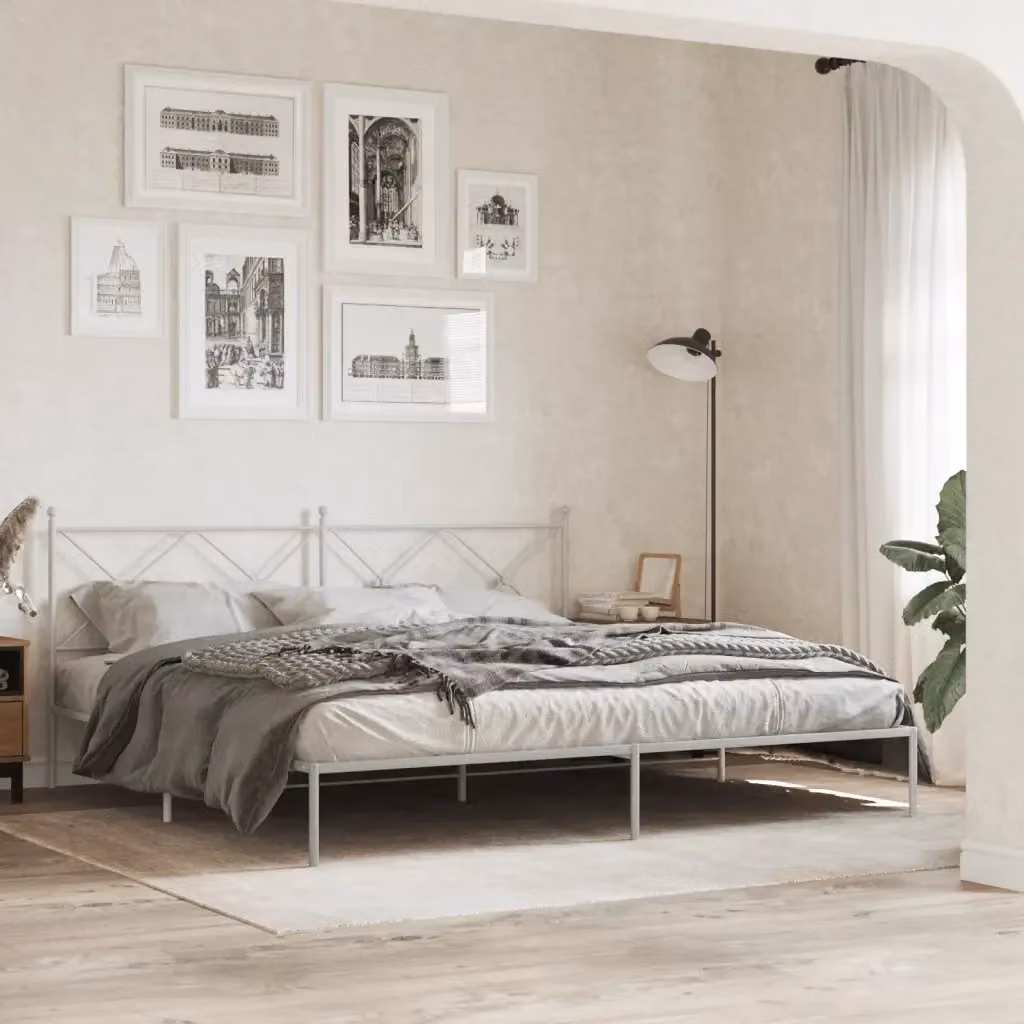 Letto matrimoniale classico in metallo bianco con testiera L/P: 200 x 200 cm – 2